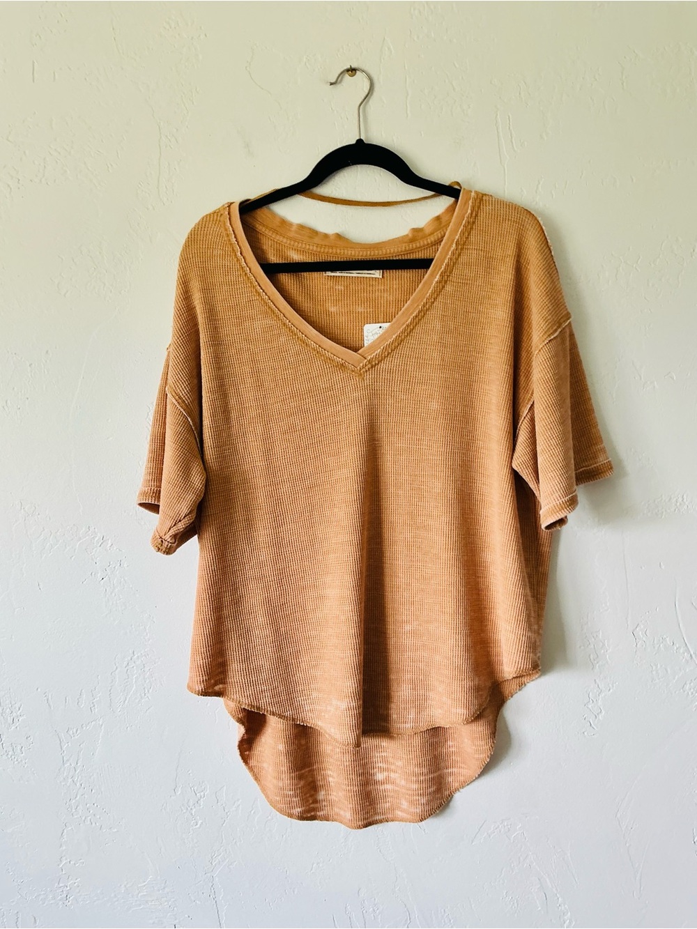 NWT We the Free Lightweight Waffle Knit Oversized V-Neck Tee Sm-XL